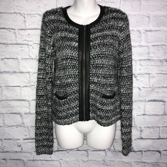 Joie Sweaters - Joie Gray Black Knit Zipper Sweater